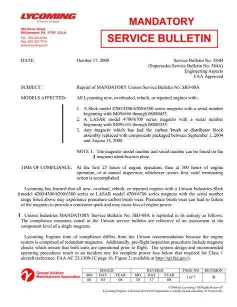 SERVICE BULLETIN .